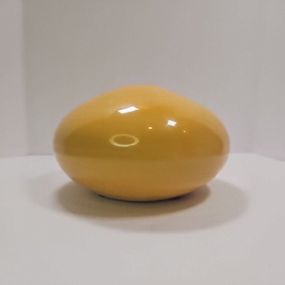 Modern Art Pottery Vases Set of 2 - Low Profile, Goldenrod Yellow, Unique Design - Picture 8 of 16